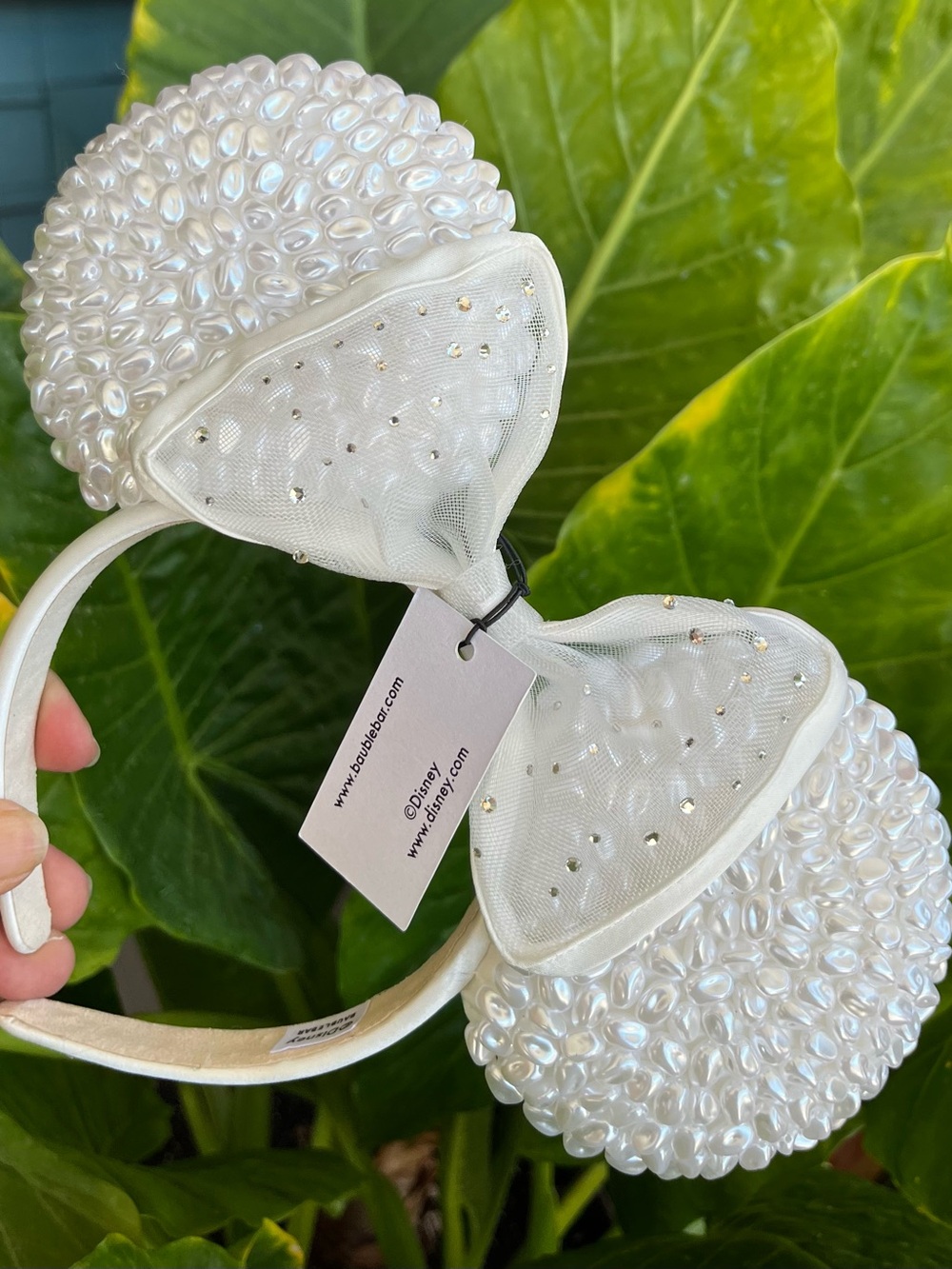 Disney Baublebar Minnie Mouse White Pearl Ears Headband Wedding Ear